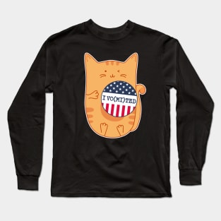 Election I Voted Sticker I Vomited Funny Politics for Cat Lover Long Sleeve T-Shirt